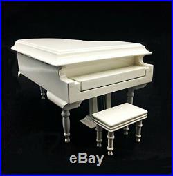 Mylifestyle White Piano Music Box with Bench and Black Case Musical Boxes Gift