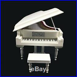 Mylifestyle White Piano Music Box with Bench and Black Case Musical Boxes Gift