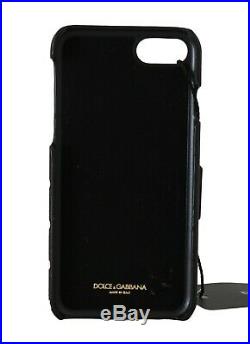 NEW $400 DOLCE & GABBANA Phone Case Black Leather Music Piano Applique iPhone7