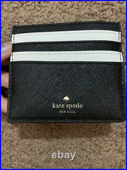 NEW Kate Spade Cute Eyes Piano Black/white Card Holder Case Mini Wallet