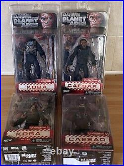 Neca Dawn Of Planet Of The Apes Caesar & Koba Series 1 & 2 X4 Figures New Sealed