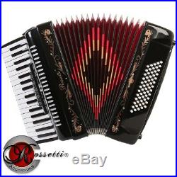 New Rossetti Piano Accordion 72 Bass 34 Keys 5 Switches Black R3472-bk + Case