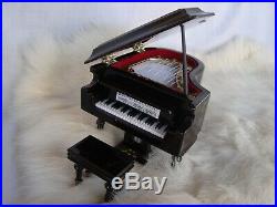 PIANO Music Box Baby Grand 4 x 3.5 Plays MOON RIVER Black Case Brand NEW
