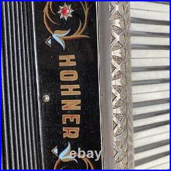 Piano Accordion HOHNER 120 Bass Large Vintage Black Silver Chrome READ
