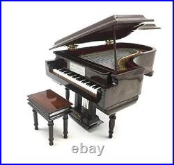 Piano Music Box with Bench and Black Case Musical Boxes Gift for