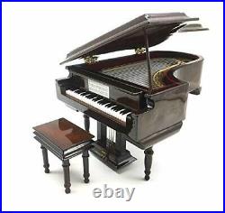 Piano Music Box with Bench and Black Case Musical Boxes Gift for