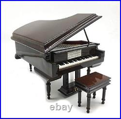 Piano Music Box with Bench and Black Case Musical Boxes Gift for