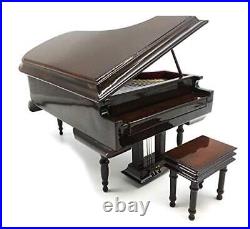 Piano Music Box with Bench and Black Case Musical Boxes Gift for