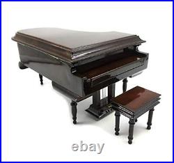 Piano Music Box with Bench and Black Case Musical Boxes Gift for