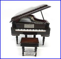 Piano Music Box with Bench and Black Case Musical Boxes Gift for Christmas/Bi
