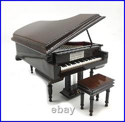 Piano Music Box with Bench and Black Case Musical Boxes Gift for Christmas/Bi