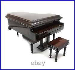 Piano Music Box with Bench and Black Case Musical Boxes Gift for Christmas/Bi