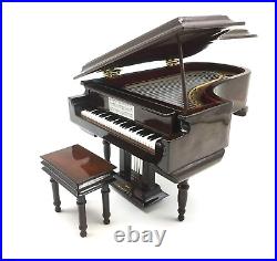 Piano Music Box with Bench and Black Case Musical Boxes Gift for Christmas/Bi