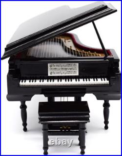 Piano Music Box with Bench and Black Case Musical Boxes Gift for Christmas/Birth