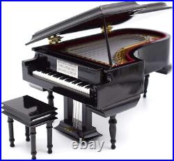 Piano Music Box with Bench and Black Case Musical Boxes Gift for Christmas/Birth