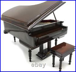 Piano Music Box with Bench and Black Case Musical Boxes Gift for Christmas/Birth