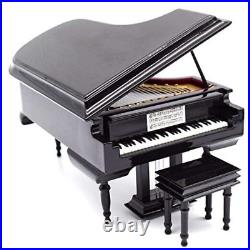 Piano Music Box with Bench and Case Musical Boxes Gift for Black