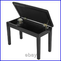 Piano Stool Keyboard Bench Black Padded Seat Chair With Storage Case Footstool
