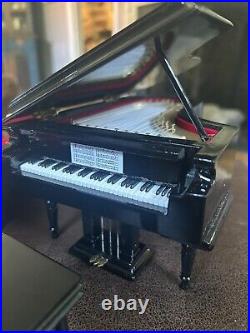 S Black Baby Grand Piano Music Box with Bench and Black Case