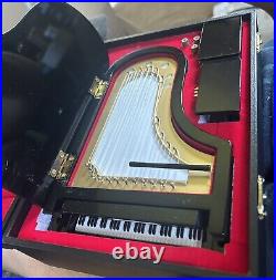 S Black Baby Grand Piano Music Box with Bench and Black Case