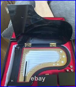 S Black Baby Grand Piano Music Box with Bench and Black Case