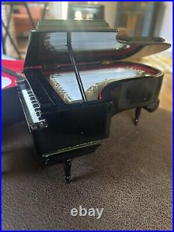 S Black Baby Grand Piano Music Box with Bench and Black Case