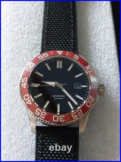 SH Dive Watch 150M WR Red Ceramic Bezel Black Piano Dial Exhibition Case-back