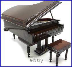 SHTWX Piano Music Box with Bench and Black Case Musical Boxes Gift for Christmas
