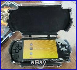 SONY PSP 3001 Piano Black Console + Memory Card + Stickered Hard Case + Games
