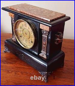 Seth Thomas Mantel Clock 1893 Adamantine Piano Black Case
