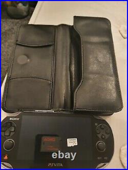 Sony PS Vita WiFi OLED Piano Black 128gb SDcard 3.65, leather case