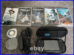 Sony PSP 2003 Console Piano Black & 2GB + 512MB SD Cards + Case + 5 Games + UMD