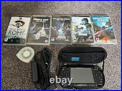 Sony PSP 2003 Console Piano Black & 2GB + 512MB SD Cards + Case + 5 Games + UMD