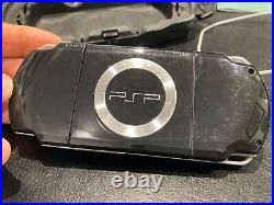 Sony PSP (2003) PlayStation Portable System Piano Black, Games, Cable & Case