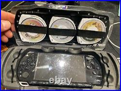 Sony PSP (2003) PlayStation Portable System Piano Black, Games, Cable & Case