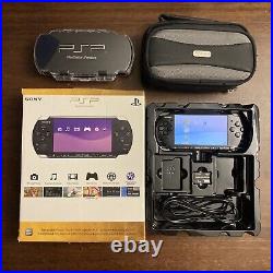 Sony PSP-3000 2GB Piano Black Handheld System W 2 Cases Tested Authentic