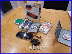 Sony PSP-3000 64MB Piano Black Handheld System With Case, Box And 3 Games