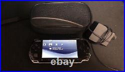 Sony PSP 3000 Console Piano Black with Charger & Soft Case Excellent Condition