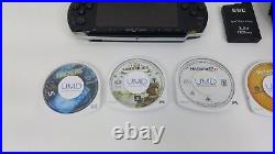 Sony PSP 3001 Piano Black Console Lot 4 Game 2 UMD Case Battery Tested