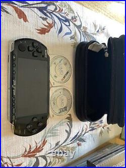 Sony PSP-3001 Portable Black Handheld System with Games and Case +READ TESTED