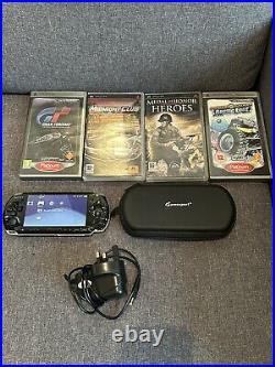 Sony PSP-3003 Black Console. Includes Case, Games & Charger