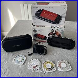 Sony PSP 3003 Slim & Lite Piano Black Boxed + Games & Case READ DESCRIPTIO