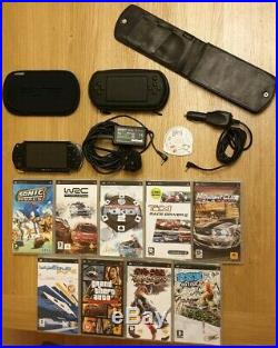 Sony PSP Console (1003) Piano Black + 9 Games + 3 Cases + AC/DC & Car Charger
