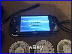 Sony PSP PlayStation Portable System Piano Black Case & 7 Games