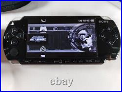 Sony PSP Slim 2003 With New Battery Genuine Charger Memory Card Case & Games