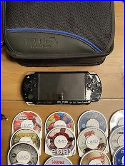 Sony PSP2001 Bundle with 16 Games + Movies, Charger, Case, Manual & Cords READ