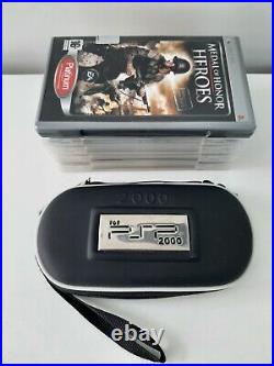 Sony Psp 1003 Piano Black Console With 5 Games Charger/1gb Memory Card & Case