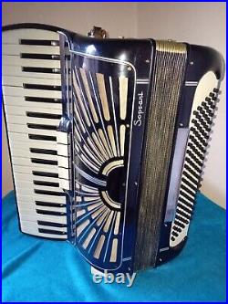 Soprani piano accordion 120 bass, with case, black