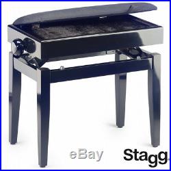 Stagg PB55-BKP-VBK Black Piano Bench with Spare Case and Fireproof Velvet Top