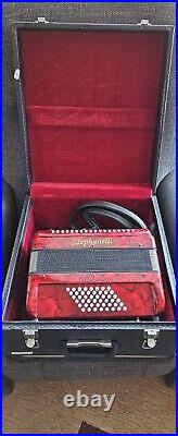 Stephanelli 48 Bass Piano Accordion (red) and case (Black!)